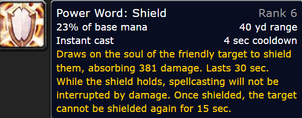 Power Word: Shield Tooltip