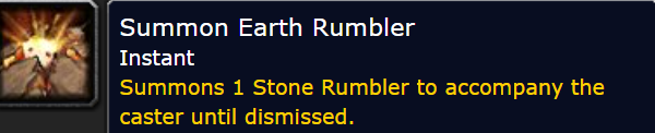 Summon Earth Rumbler Tooltip